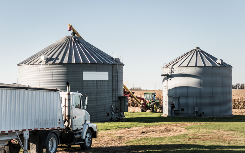 Farm equipment, machinery, and a delivery truck