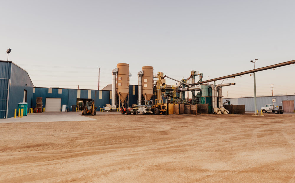 Almond processing facility in Hughson, California