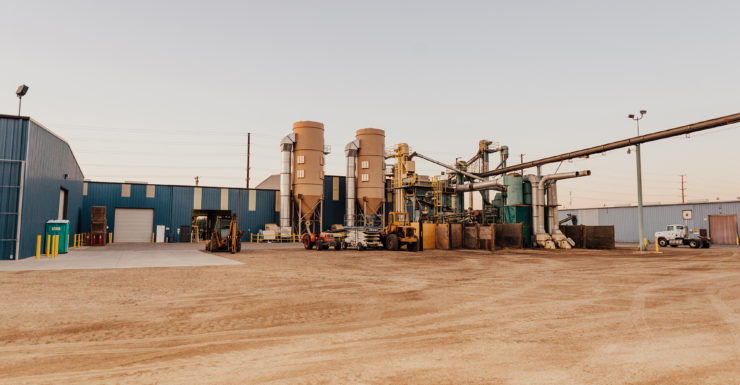 Almond processing facility in Hughson, California