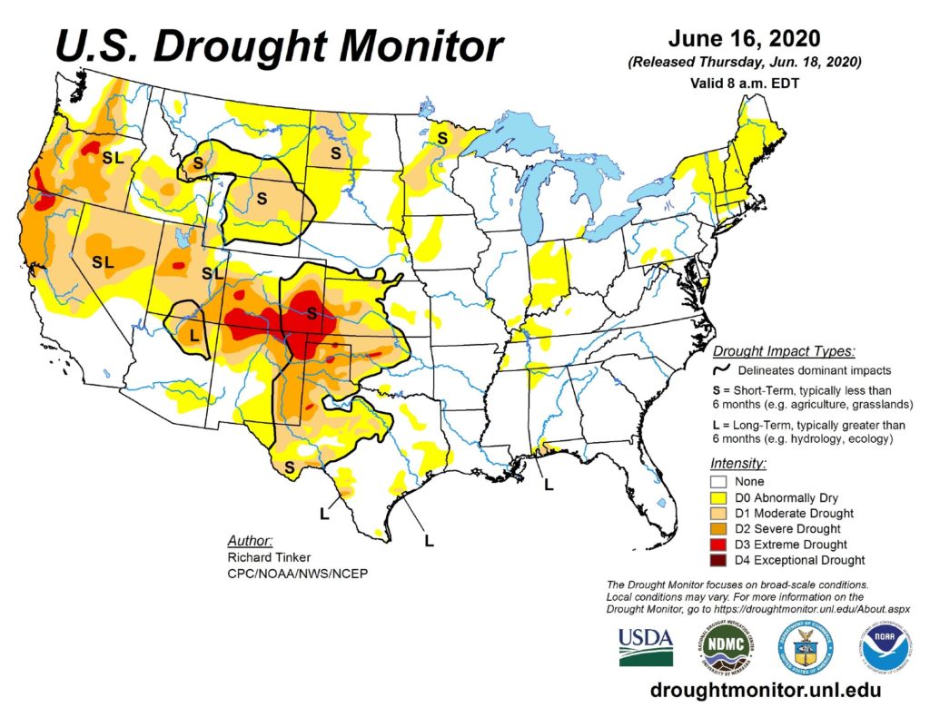 US Drought Monitor: June 16, 2020