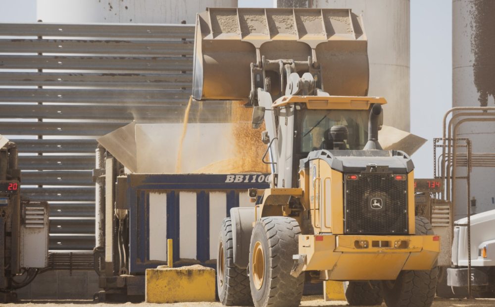 Mixing feed at Poky Feeders