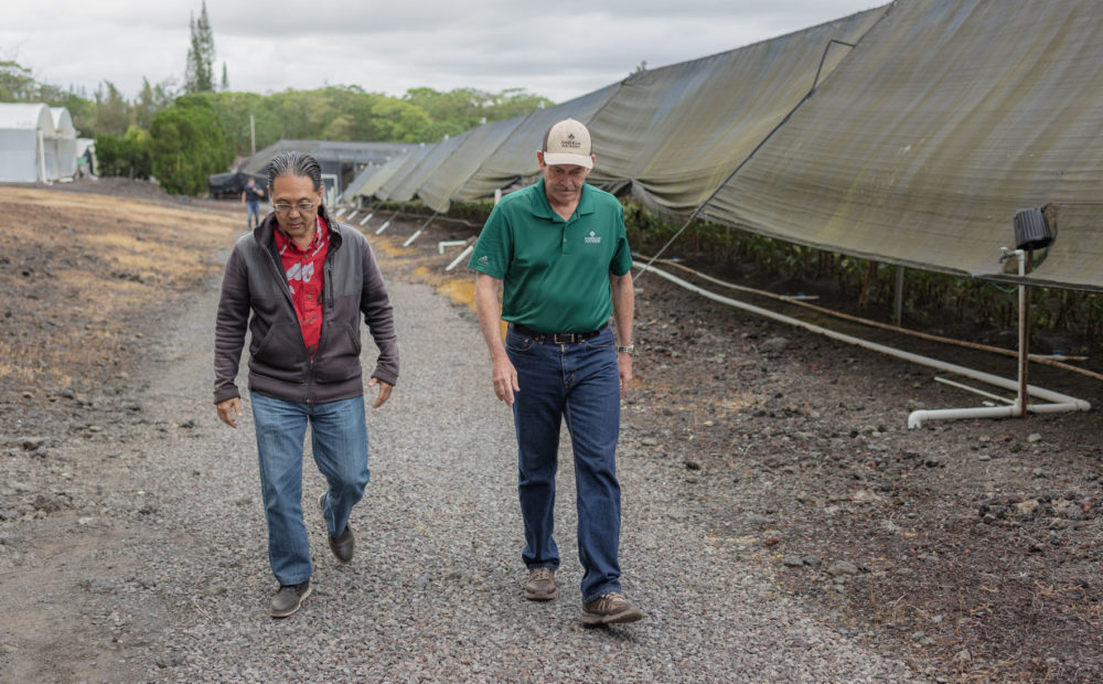 Lender and owner walking through Green Point Nurseries