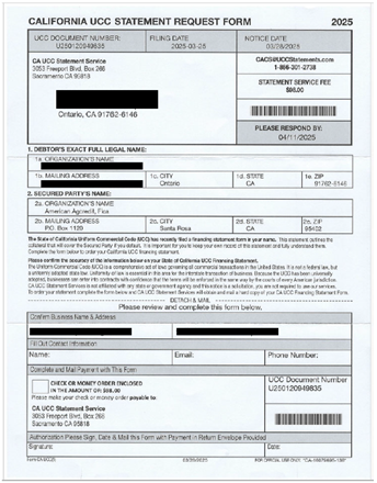 UCC Mailer Scam - Fraud and Security Prevention