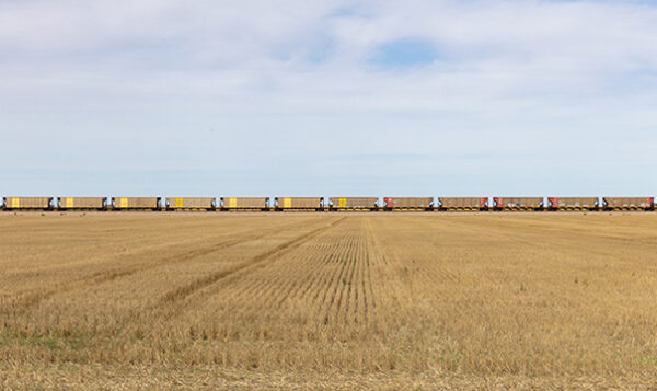 Aerial view of train tracks with cargo cars 2026 1